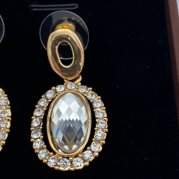 NEW Cat Eye Jewels Cubic Zirconia Dangle Stud Pierced Earrings - Picture 9 of 12